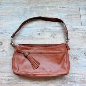 Great American Leather Works Brown Leather Shoulder Bag Tassel Purse Vintage Y2K